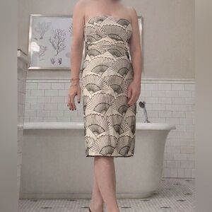 Nanette Lepore Strapless Embroidered Cocktail Dress Size 2 Cream Black